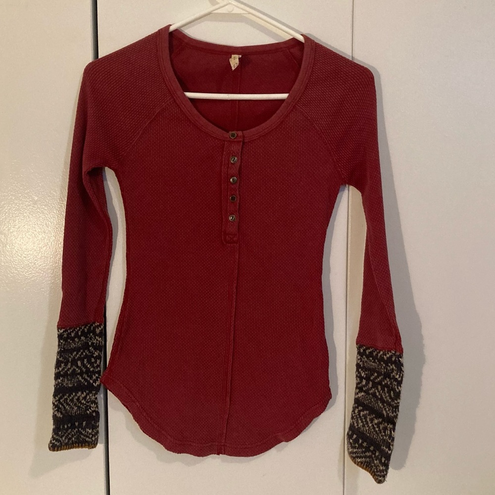 ASO Free People Crimson Alpine Cuff Thermal Top